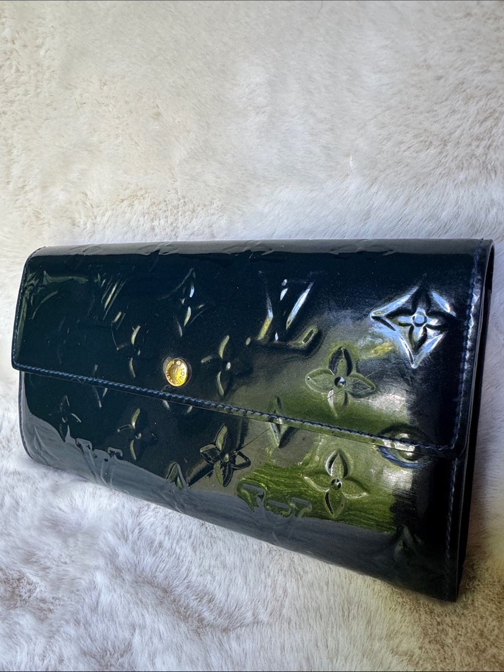 Louis Vuitton  Patent Leather Monogram Clutch Wallet - Teal